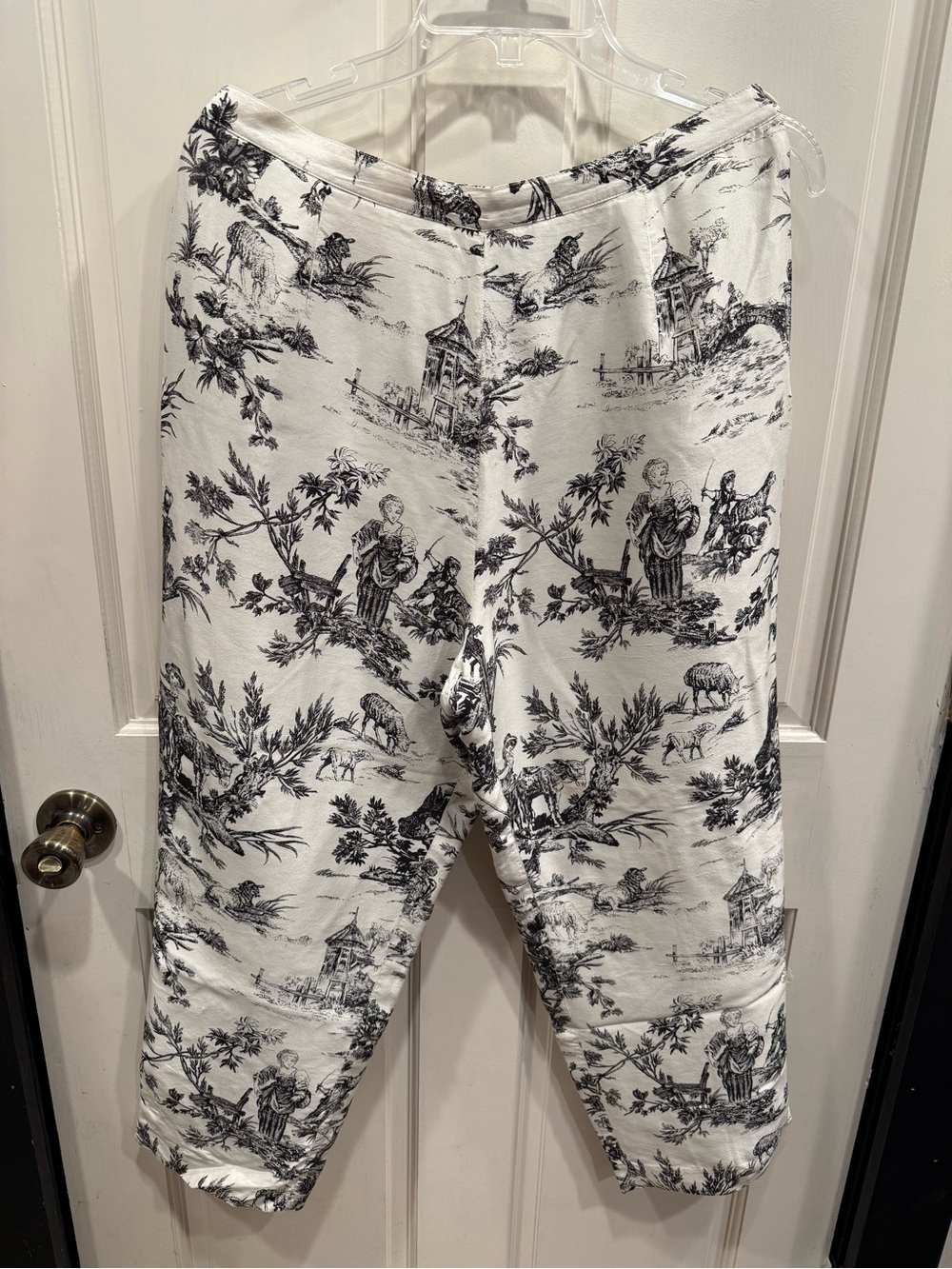 Anne Carson White and Black Toile Jogger Pants